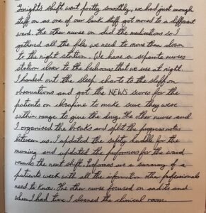 An open notebook with handwriting on it.